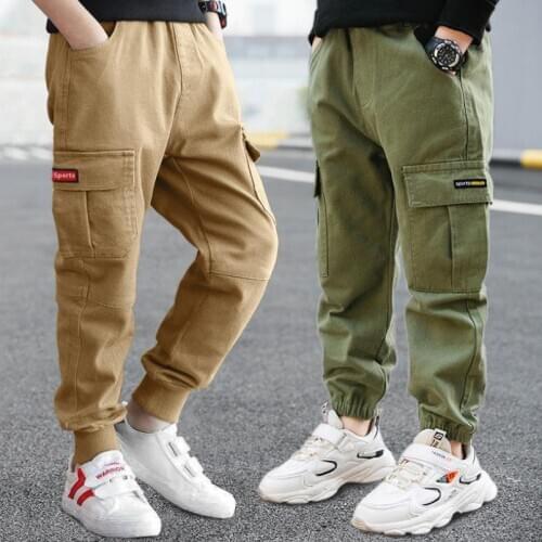 2020 New Boys Pants Big Pocket Trend Boys Trousers Clothes Casual Sports Pants Cargo Pants Spring Autumn 3-12Y Boys Long Pants