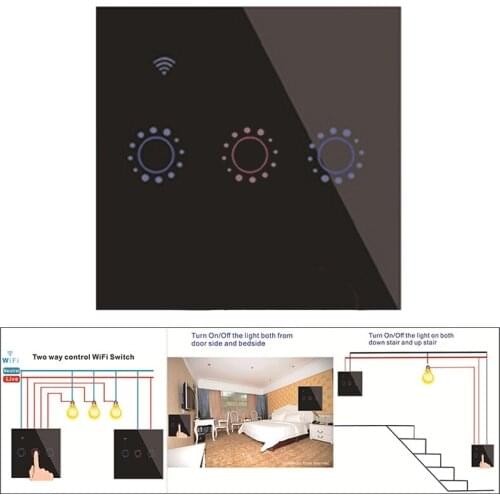 Contact Light Switch Wifi Smart Home Wall Dual Control Switch / EU/ UK Standard for Google Home Alexa Tuya APP