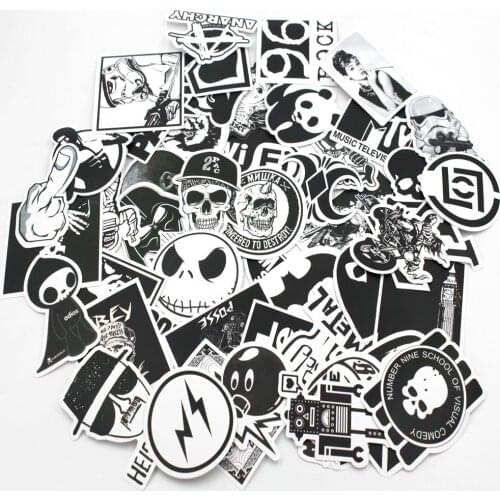 TD ZW 100Pcs Black White DIY Waterproof Stickers For Car Skateboard Laptop Luggage Motorcycle Phone Decal Toy Styling Stickers