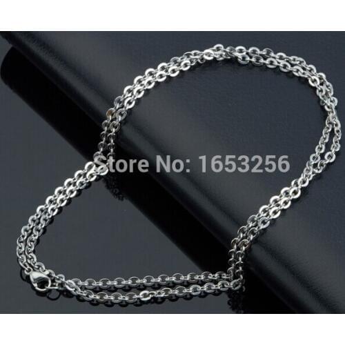 Lot 10pcs thin 1.5mm 18-30'' In bulk Women Girls Jewelry Stainless steel Strong Oval Llink Chain Necklace