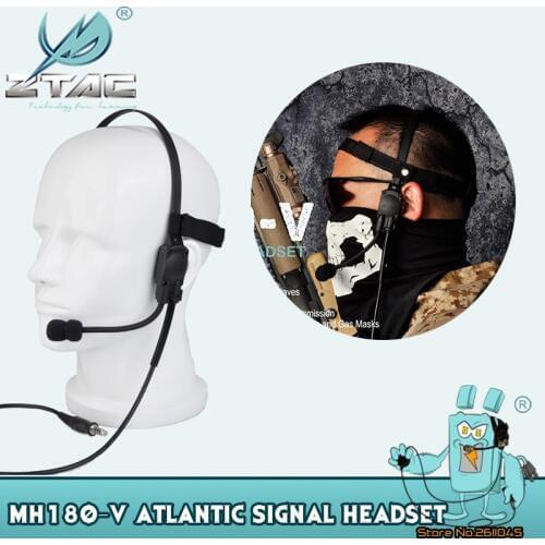 Z-Tac Tactical Headphones MH180-V Atlantic Signal Bone Conduction Speakers Military Tactical Headset Softair Z136