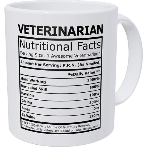 Veterinarian Nutritional Facts Funny Coffee Mug 11 Ounces Inspirational And Motivational
