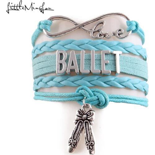 Little MingLou Infinity love Ballet bracelet dance shose charm DANCER Bracelet for women rope Leather bracelets & bangles
