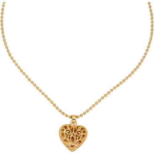 Ins Gold Beads Chain Hollow Out Love Heart Flower Choker Pendant Necklaces Trendy Korean Fashion Women Party Jewelry