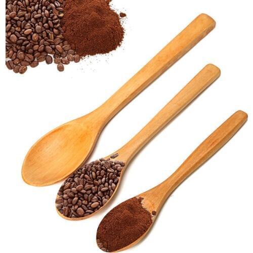 1pc Wooden Spoon 12.5/15/17.5cm Long Handle Wood Soup Spoons for Eating Mixing Stirring Soup Coffee Teaspoon Kitchen Utensils