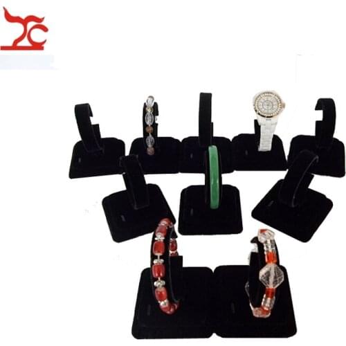 10Pcs/lot C Collar Watch Display Rack Black Velvet Bracelet Bangle Display Storage Stand Joyeros Organizador de Joyas Wholesale