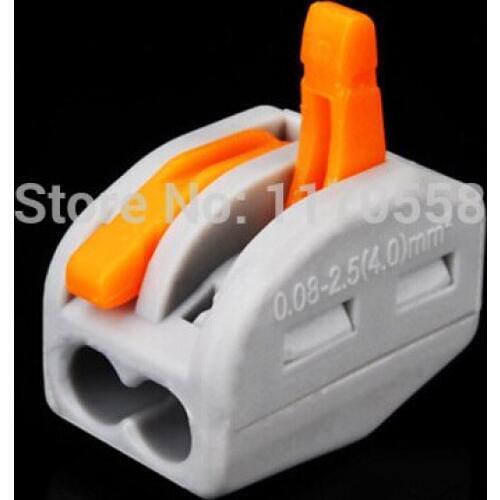 100Pcs 2 Pin Universal compact wire wiring connector conductor terminal block with lever