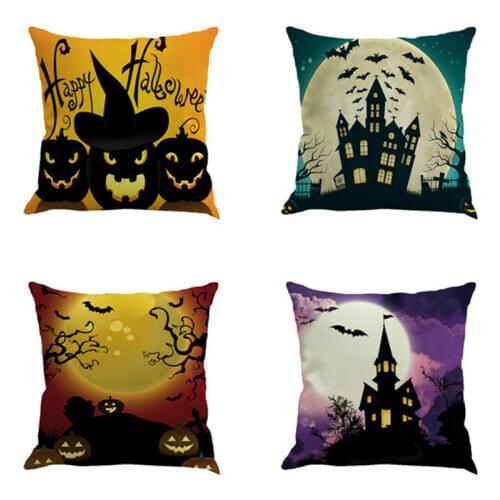 2pcs/set Halloween Festival Decorative Pillowcase Cushion Cover Throw Pillow Case for Car Sofa Home Textile Decor