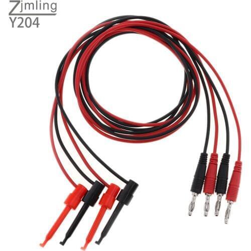4pcs/lot 4mm Lantern Plug to Test Hook Clip Probe Test Leads Wire Cable for Multi Meter Digital Multimeter Tester Equipment