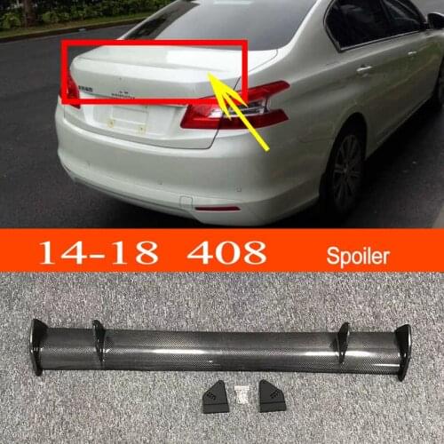 408 14-18 Real Carbon Fiber GT-style Car-styling Sporty Rear Trunk Wing Spoiler for Peugeot 408 Sedan 2014-2018