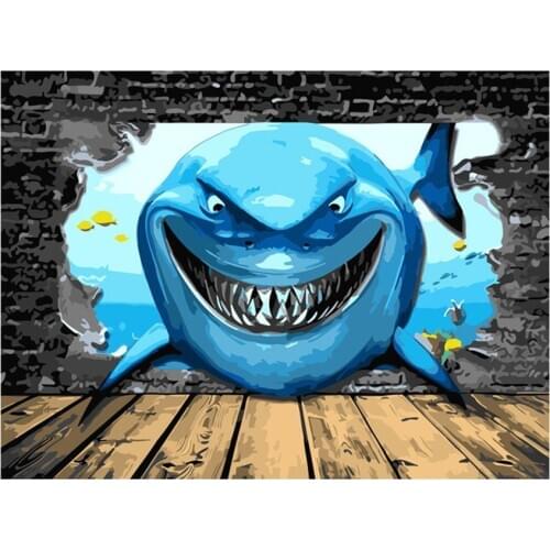 Stickers "fish shark"Diamond Painting Cross Stitch Full Square Rhinestone Diamond Mosaic pictures Diamond Embroidery Gift