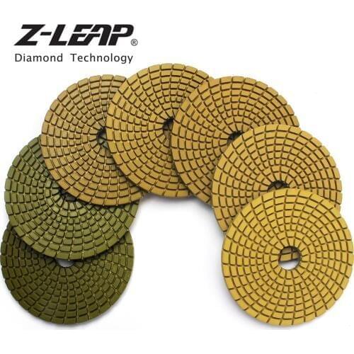 Z-LEAP 4 Inch 7pcs Diamond Polishing Pads Wet Use For Granite Marble Stone Angle Grinder Sanding Disc Polishing Wheels