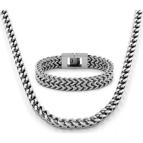 BLEUM CADE European Men 4 Colour Stainless Steel Franco Box Chain Necklace Bracelet