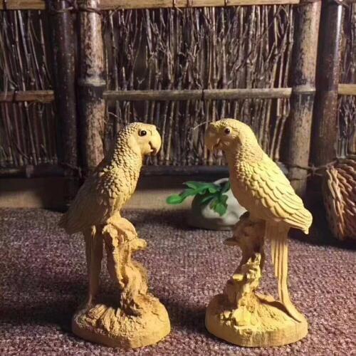 Buxus wood carving crafts parrot Home Furnishing small ornaments