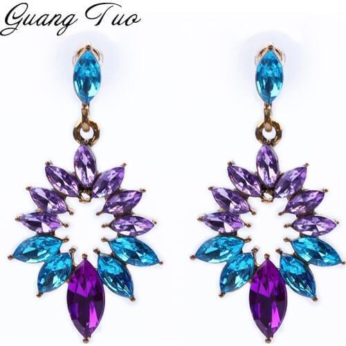 ES2161 Bohemian Fashion Earrings For Women Multi-color Luxury Hollow Crystal Earrings Temperament Ear Jewelry Banquet Accessory