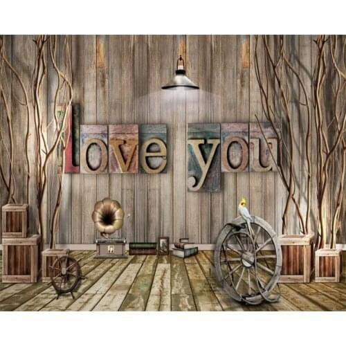 Beibehang Custom photo wallpaper 3D mural wallpaper European and American style vintage wooden board withered background