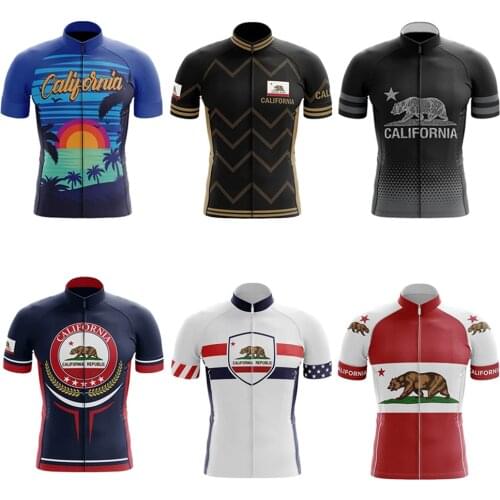 California Cycling Jersey Men Short Sleeved Clothing Shirt Ciclismo Bicycle Basketball Maillot Outdoor CUSTOM MADE