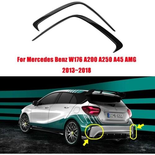 Glossy Black Car Styling For Mercedes Benz W176 A180 A200 A250 A45 AMG Hatchback 2013-2018 Rear Bumper Lip Spoiler Canards Vents