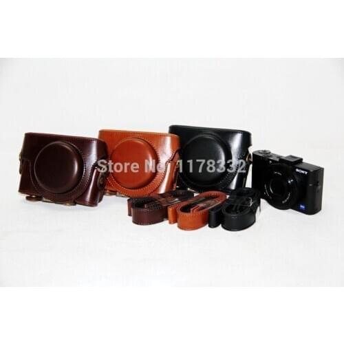 Hot Sale! Leather Camera Case Bag Cover Shoulder Strap for Sony DSC- RX100III RX100M2 RX100M3 +Shoulder Strap