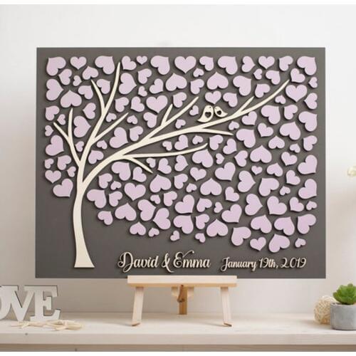 Personalized 3D Wedding Guest Book Alternatives Lovely Birds Wedding Guest Book Rustic Wood Wedding Gift Unique Tree Guest Book