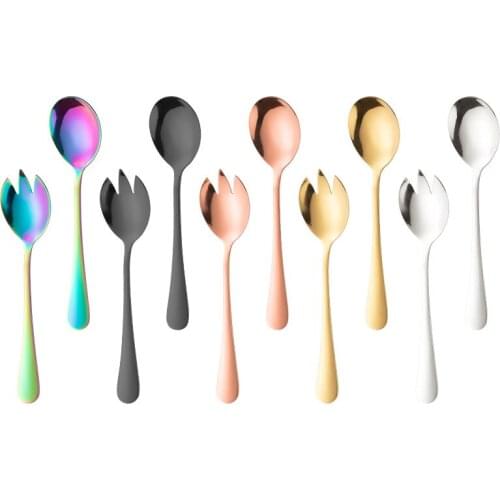 Stainless steel spoon fork set Buffet dinner party fruit salad spoon salad fork Western tableware