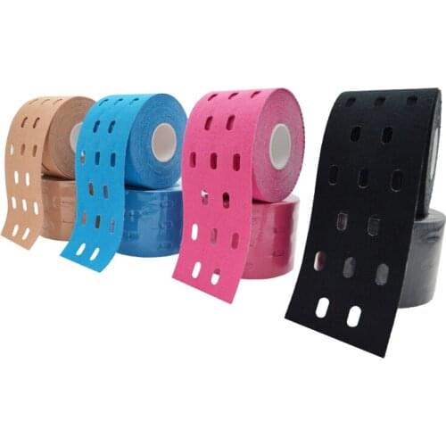 10 pcs Cotton Kinesiology Tape with Holes Perforated Elastic Adhesive Breathable Muscle Protection Gym Sports Knee Protector