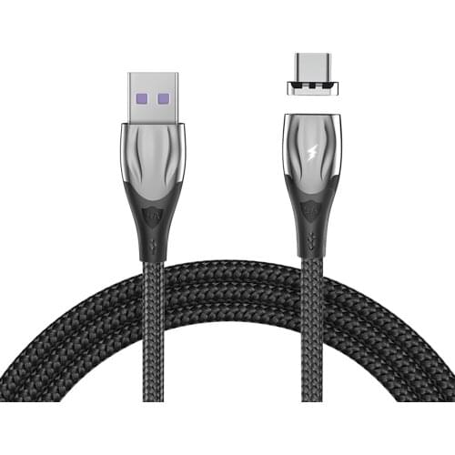 5A Magnetic Charging Cable Braided Nylon Charger Cord with Type-C Connector for Huawei Mate 30 Pro/20/P 30/40 Xiaomi 10/9