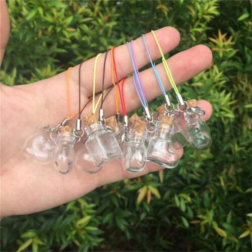 Mini Glass Bottles Pendants Key Chain With Metal Buckle Arts Jars For Exhibits Gifts Perfume Vials 10pcs New Arrival Products