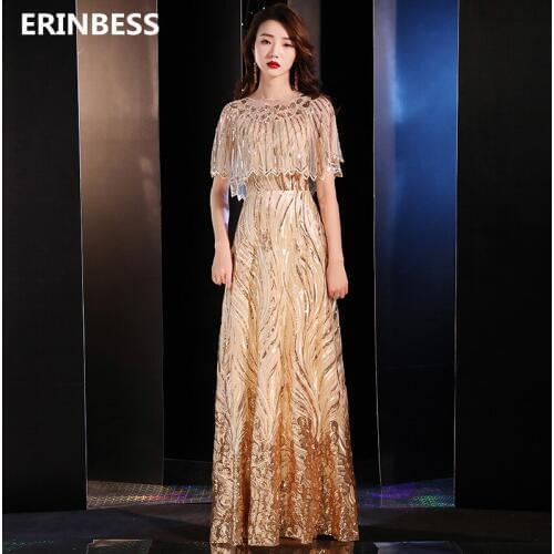 Fashion Style With Shawl Evening Dresses Long Dress Sexy Scoop Neck A-line Evening Dress Elegant 2019 Formal Prom Gowns