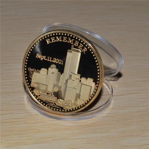 24Kt Gold Coin New York City United we Stand Man LIBERTY & JUSTICE USA 911Coin,World Trade Centre Coin 50pcs/lot Free Shipping