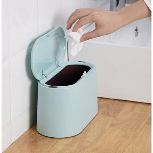 Trash Can Push Up Cover Double-Layer Trash Can Environmental Protection PP Trash Can Mini Desktop Can