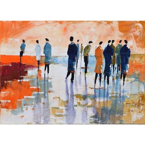 Wall art Hand Painted oil paintings abstract portrait Conversations knife art landscapes picture for family room High quality