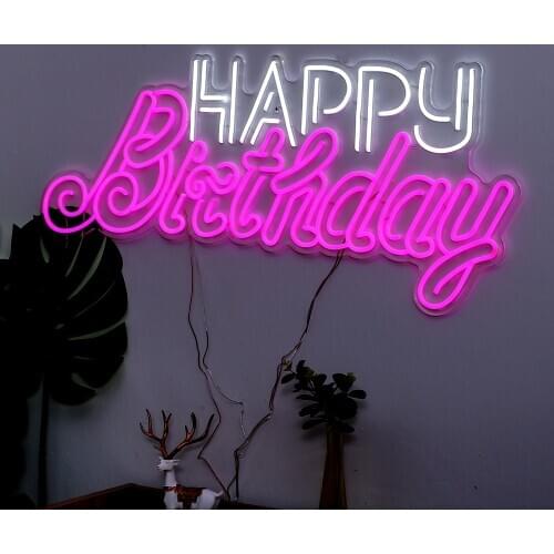 Neon Light Handwriting HAPPY BIRTHDAY Neon Letters Children Birthday Gift Bday Party Supplies Bedroom Living Room Window Decor