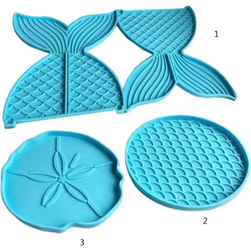 New 3D Fishtail Bracket Epoxy Resin Mold Fish Scale Flower Coaster Tray Silicone Mould DIY Crafts Ornaments Decorations Mold