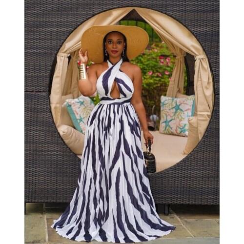 2021 New Arrival Fashion Design Dress Patchwork Strapless Backless Summer Beach Maxi Dress Vestidos