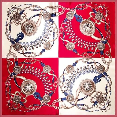 New Luxury Brand Silk Woman Scarf Square Scarf Jewelry Pendant Designs Silk Scarf&Wraps Hijab 90cm x 90cm