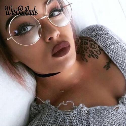 WarBLade 2020 New Women Round Clear Glasses Transparent Glasses Vintage Gold Metal Frame Eyewear Retro Optical Eyeglasses unisex