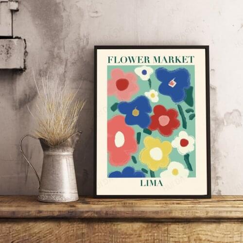 Flower Market Print, Poster, Flower Market Lima, Flower Market Sign, Colorful Wall Art, Floral Wall Art, Lima Poster, Abstract