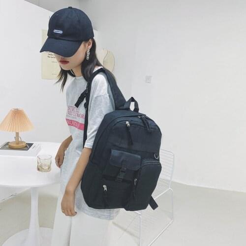 Casual Preppy Style Large Capacity School Bags For Students Fashion Canvas Backpack Women Daily Solid Color Handbags Knapsack
