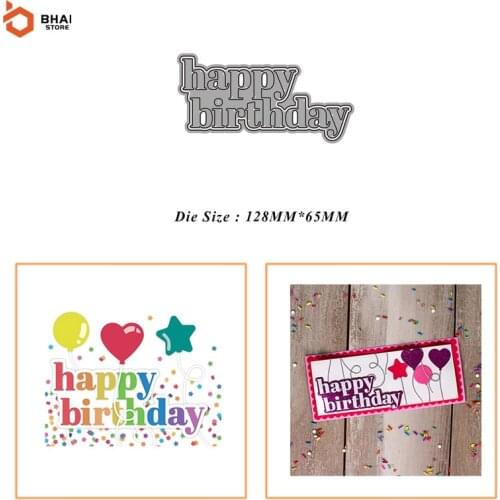Carbon Steel Metal Cutting Die Happy Birthday Word Suitable for Decorative Scrapbook Album Festival Card Making 2021