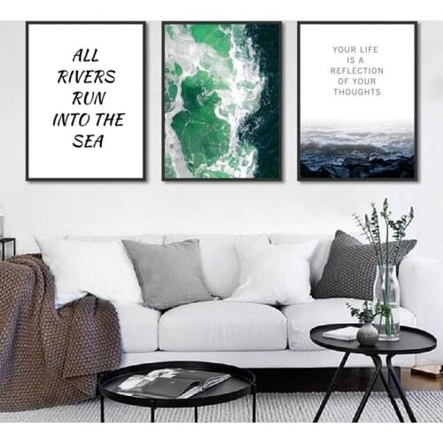 Nordic Surfing Seascape Kids Room Decor Printed Picture Black and White Quotes Wall Art Canvas Painting for Bedroom Decor