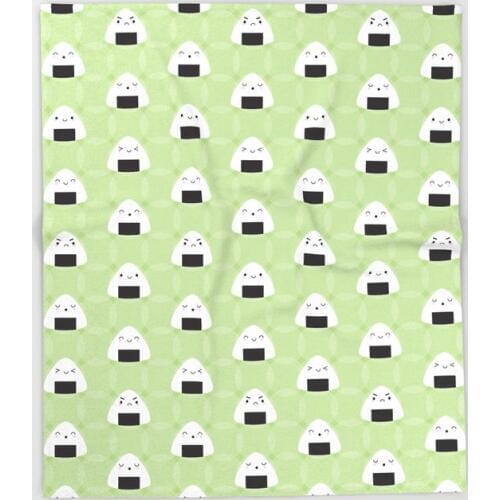Cute Cartoon Kawaii Onigiri Rice Balls Blankets Children Kids Soft Warm Sofa Coral Fleece Throw Blanket Rug Plush 100X125cm