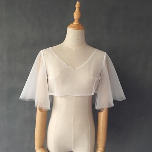 Bridal bolero tulle jacket bridal dresses top cape big tulle sleeves top tulle top