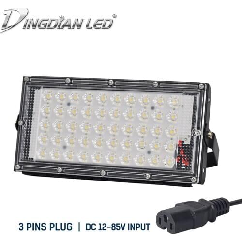 DC12-85V 50W LED Flood Light Outdoor Waterproof Flood Light Xtra Bright Camping Lamp Night Market Lights 3 Pin Plug Sport Light