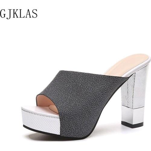 Pumps Women Shoes High Heel Slipper Platform Sandals Chunky Heels Fashion Woman Slippers Leather Shoes for Women Heels Sandal