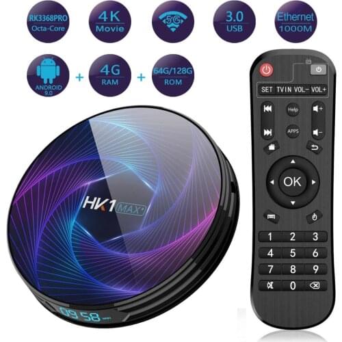 HK1 MAX+ Android 9.0 TV BOX GB 128GB 64GB 32GB RK3368PRO Octa Core 4K Smart TV Box 2.4g/5g dualwifi Youtube Netflix Media Player
