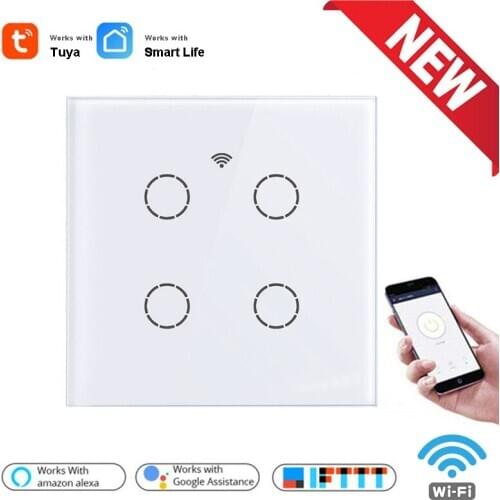 Smart Touch Switch Wall Light Switch WIFI Network Connection App Smart Control 1/2/3/4 Gang Voice Control Switch