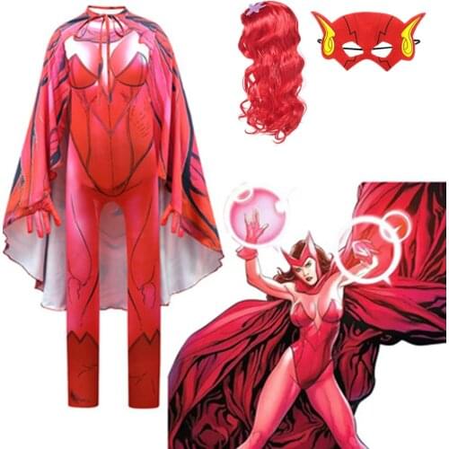 Wanda Vision Scarlet Witch Wanda Maximoff Cosplay Costume child Jumpsuit Outfits Halloween Carnival Suit Girl