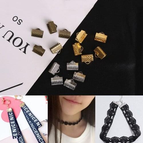 100pcs Cord Crimp End Caps Buckle Tips Clasp for Necklace Bracelet Ropes Cords Connectors DIY Jewelry Making Accessories 3 Color