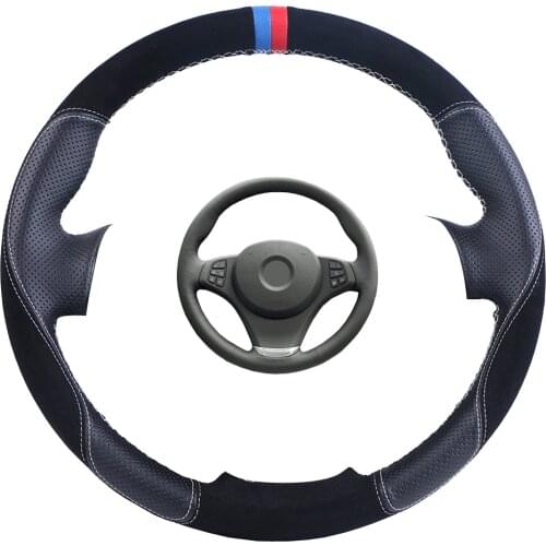 Suede Leather Car Steering Wheel Cover For BMW E83 X3 2003-2010 E53 X5 2004-2006/Custom Steering Wrap braid